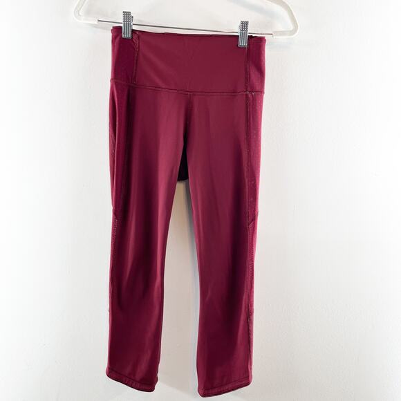 Lululemon Wunder Under Body Con Crop Leggings Deep Rouge Burgundy Red 6 - Picture 4 of 9